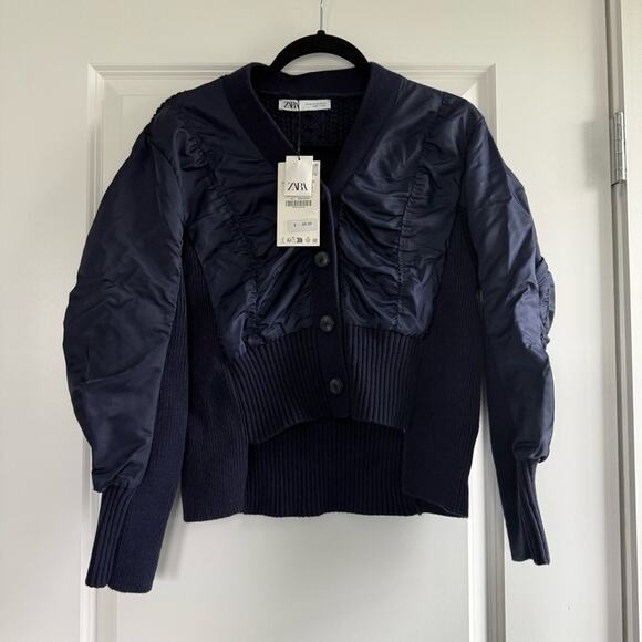 ZARA Knit Puffer Combo Cardigan Sweater - Picture 6 of 9